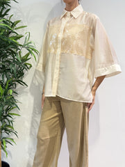 Dixie - Camicia con fascia in paillettes avorio