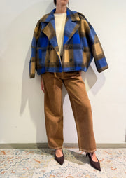 Haveone - Giacca cappotto check blu royal