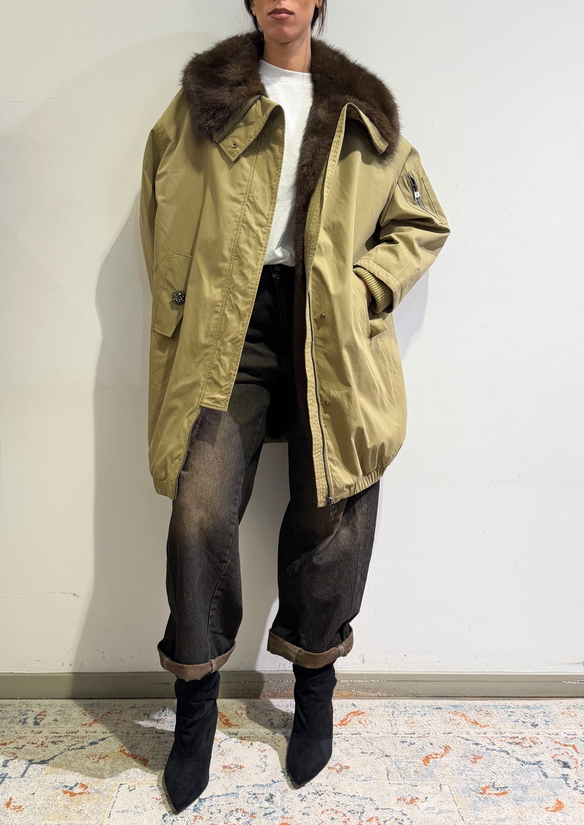 Souvenir - Parka con ecopelliccia militare chiaro