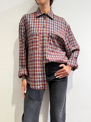 Haveone - Camicia over check bordeaux e celeste