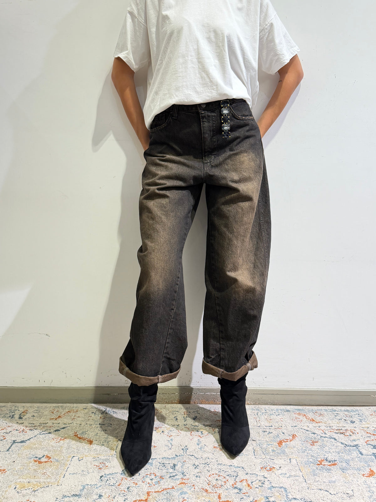 Souvenir - Jeans balloon effetto vintage nero