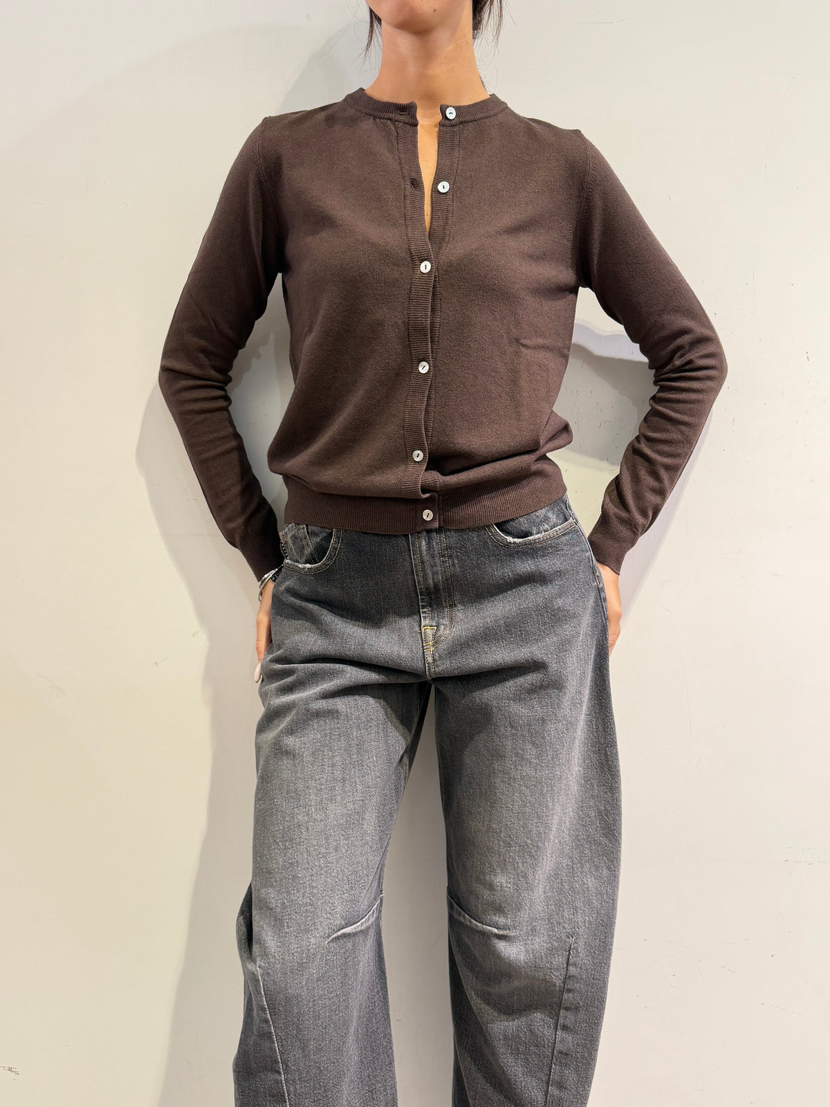 Haveone - Cardigan golfino moro