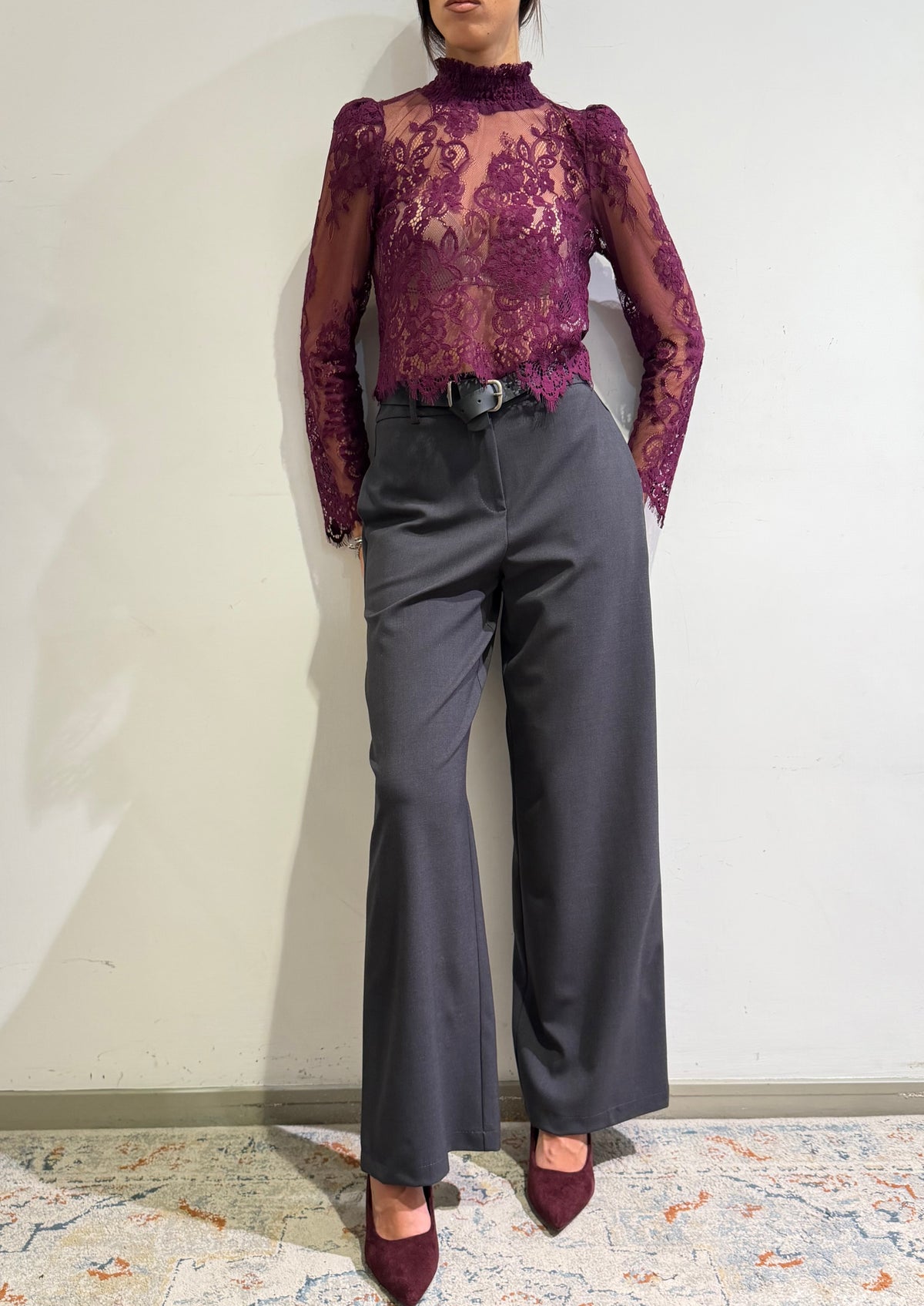 Motel - Blusa in pizzo magenta