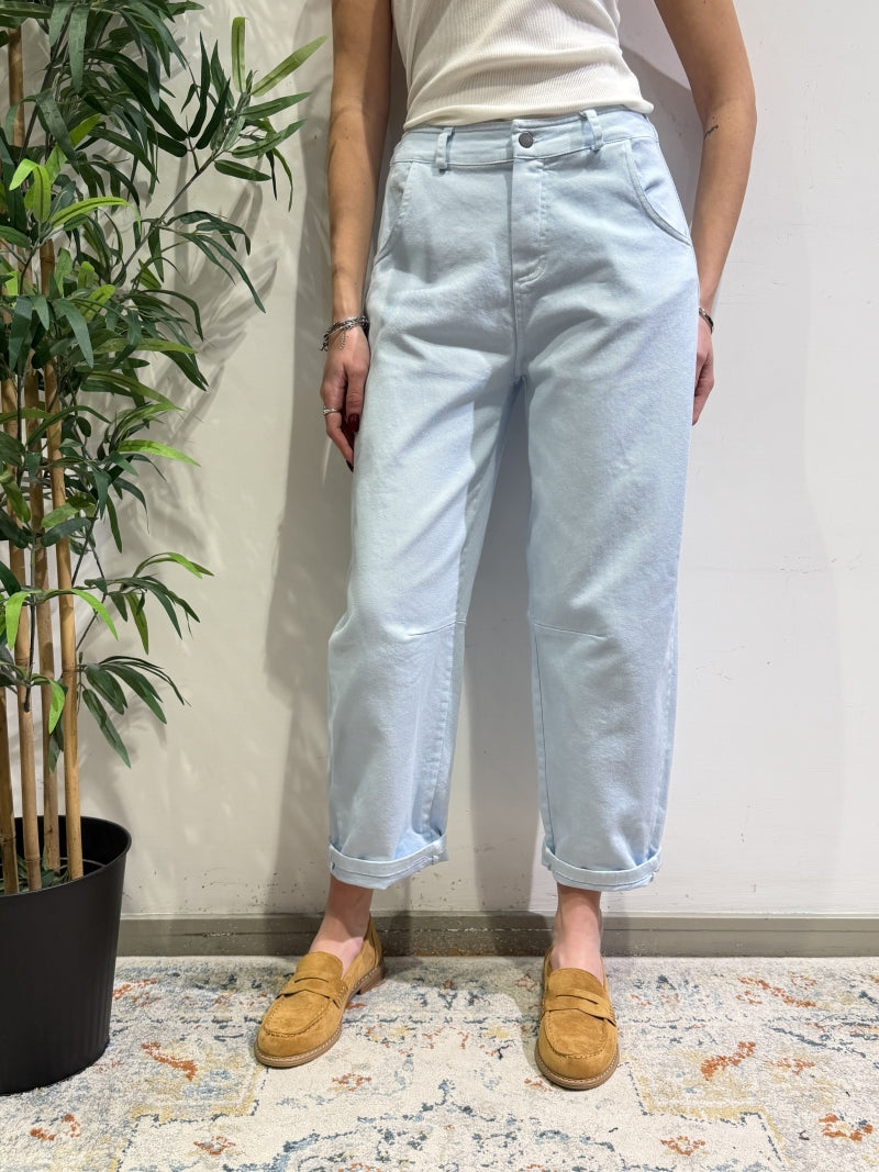 Motel - Pantalone barrel celeste