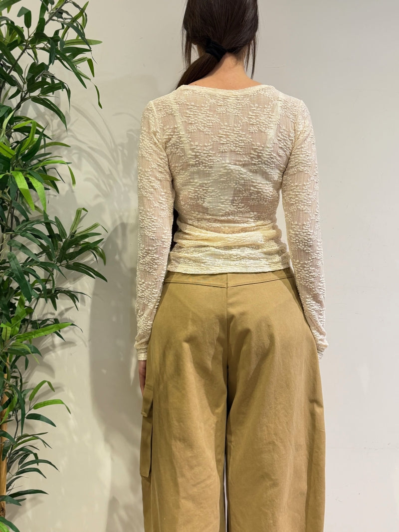 Imperial - Maglia pizzo floreale panna