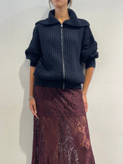 Kontatto - Cardigan con cerniera blu