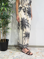 Haveone - Gonna lunga portafoglio palme panna e nera