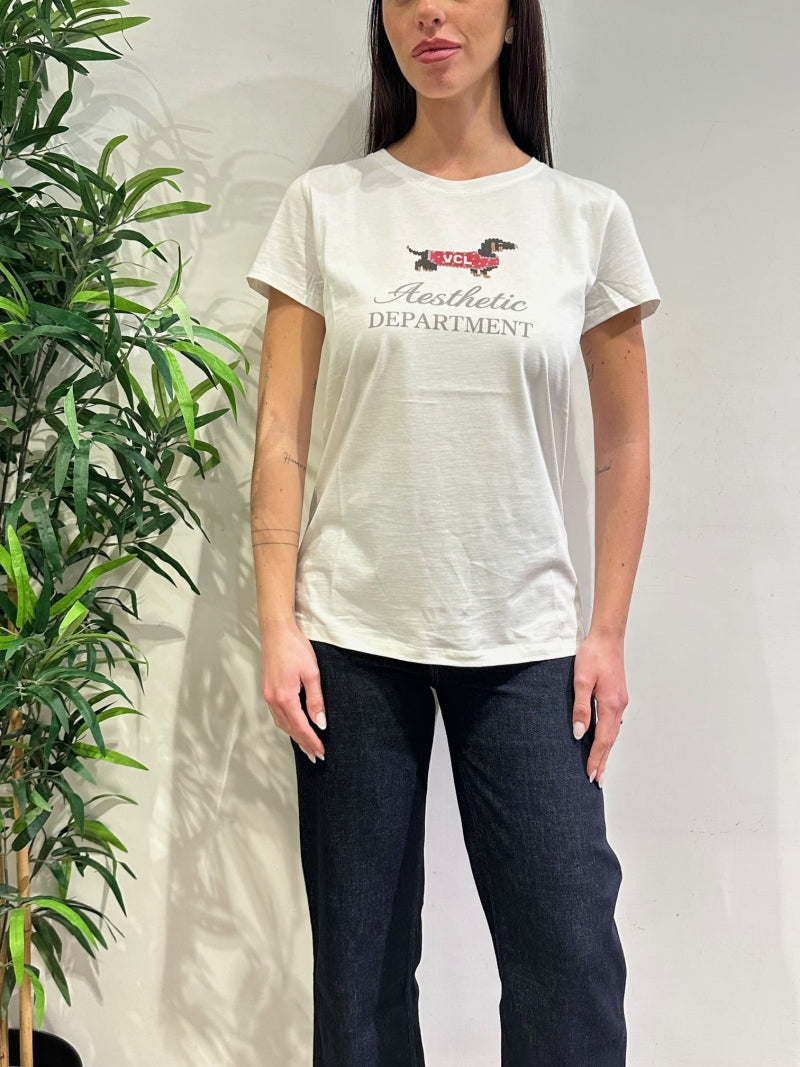 Vicolo - T-Shirt bassotto bianca