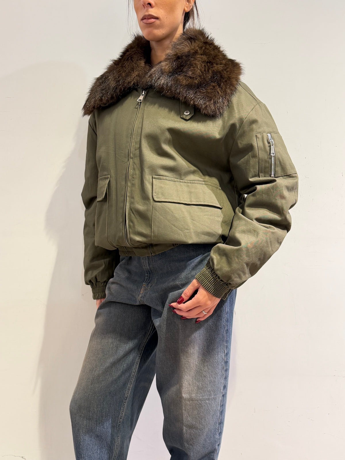 Le Streghe - Bomber con ecopelliccia militare