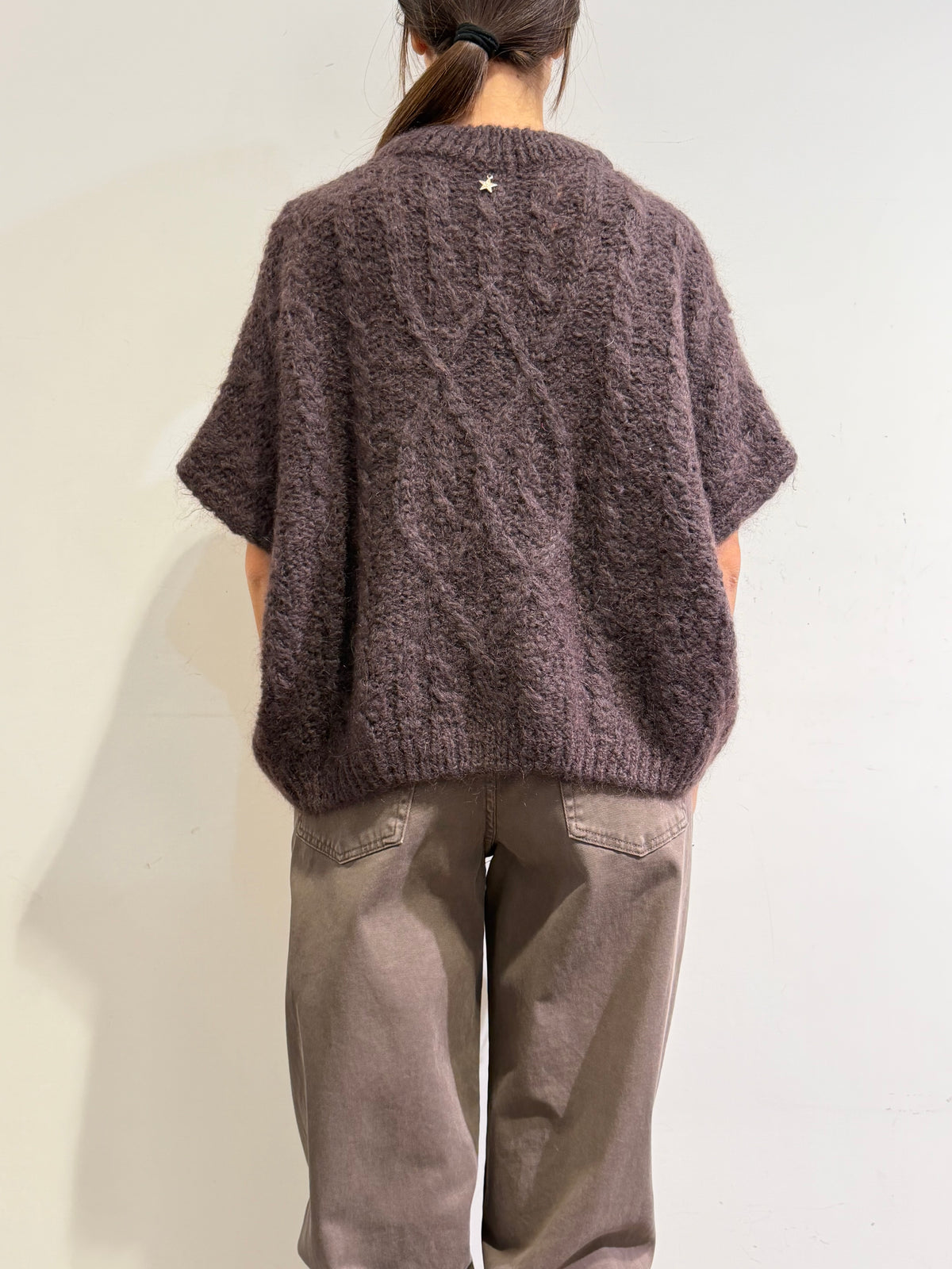 Souvenir - Maglia mohair con trecce moro