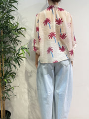 Haveone - Camicia in mussola palme bianca