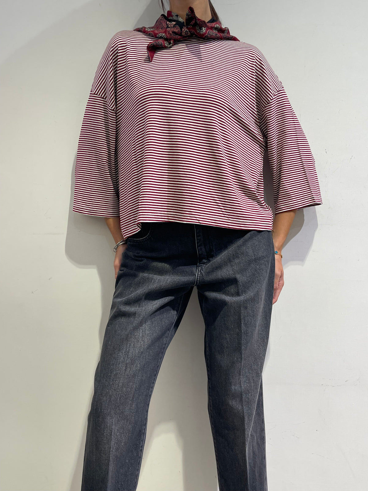 Dixie - T-shirt righe con piccolo foulard - riga bordo