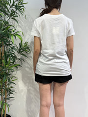 Vicolo - T-Shirt bassotto flowers bianca