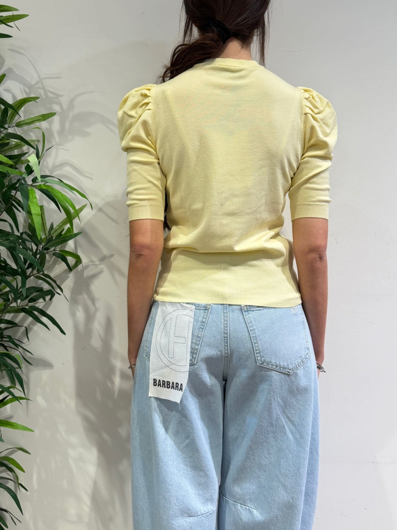 Haveone - Maglia manica a sbuffo paglierino