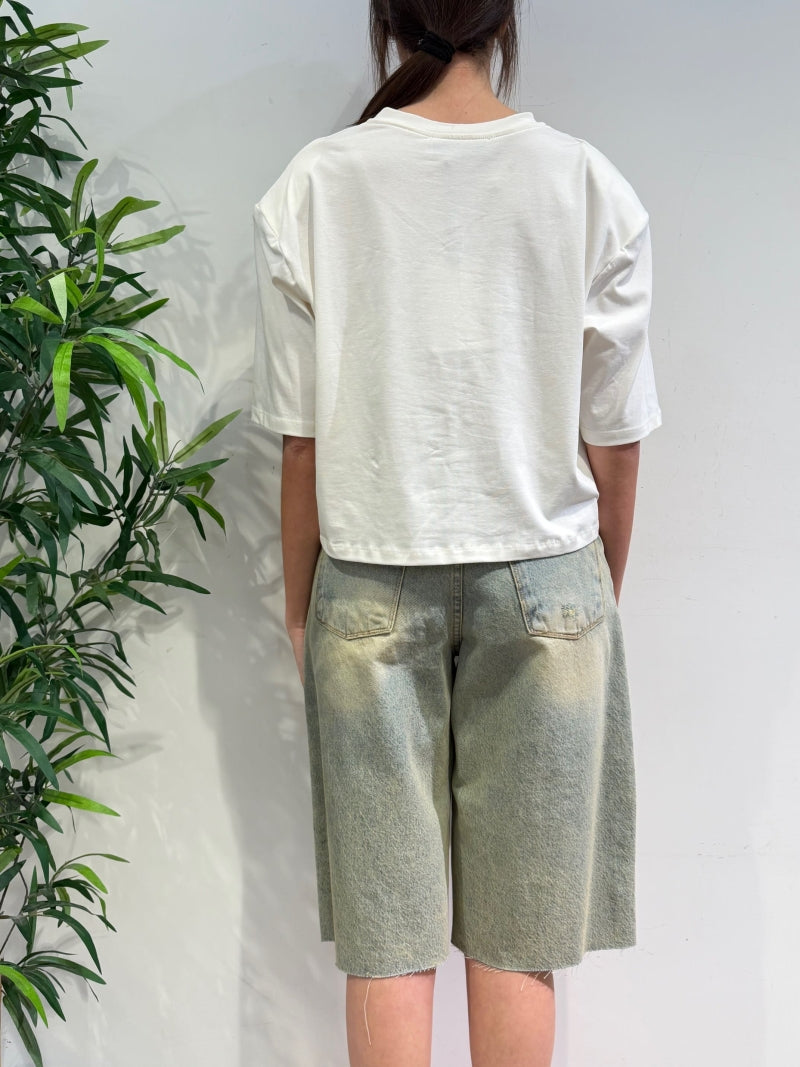 Haveone - T-Shirt boxy con spalline bianca