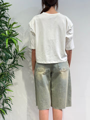 Haveone - T-Shirt boxy con spalline bianca