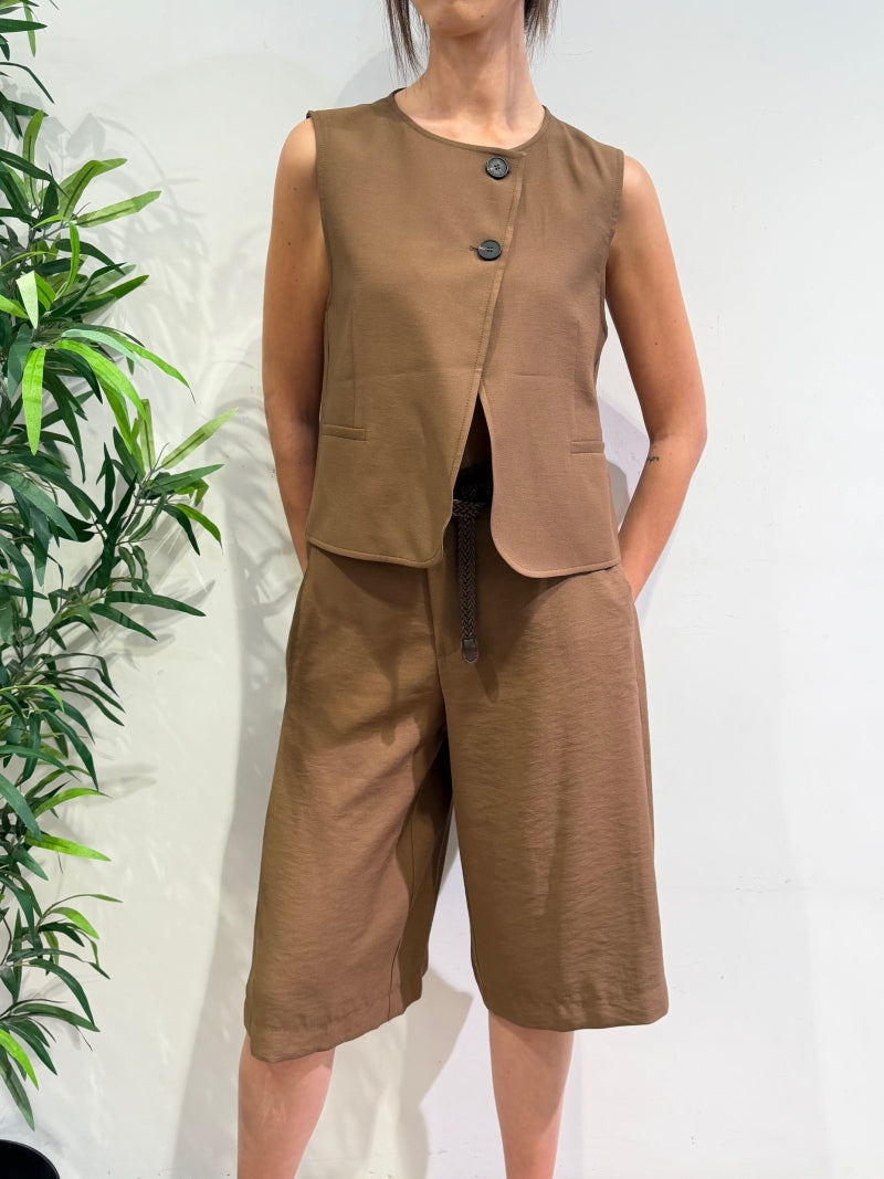 Haveone - Gilet due bottoni asimmetrico moro