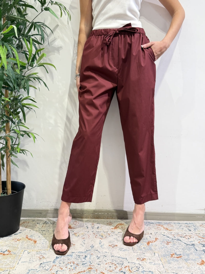 Motel - Pantalone popeline con coulisse bordeaux