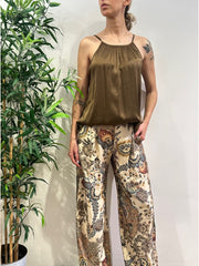 Dixie - Top in satin scollo all'americana moro