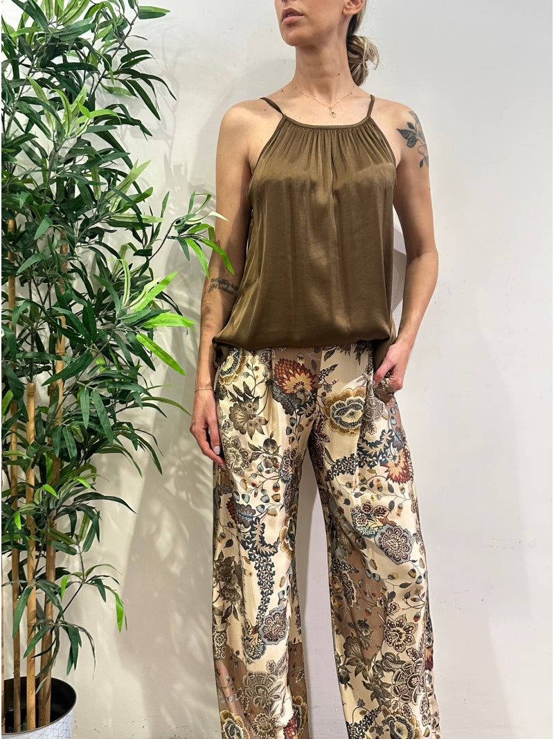 Dixie - Top in satin scollo all'americana moro