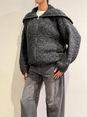 Kontatto - Giacca bouclé con zip antracite