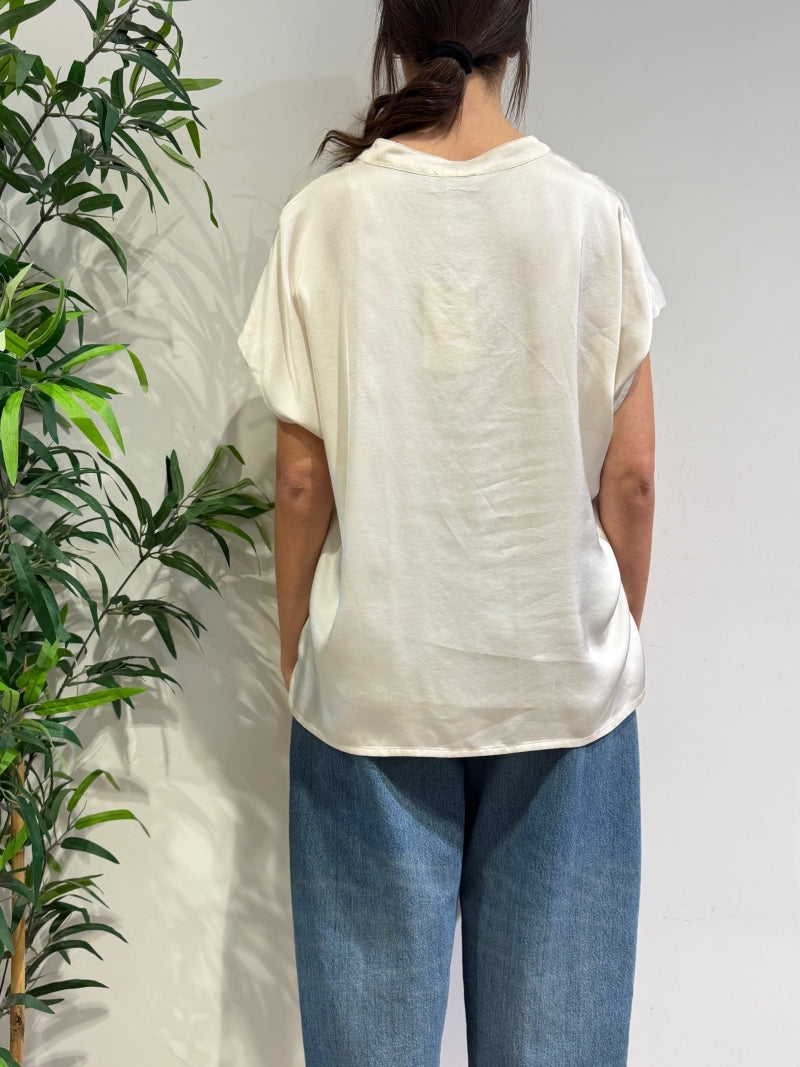 Motel - Blusa in satin panna
