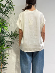 Motel - Blusa in satin panna