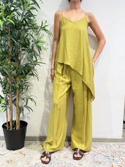 Dixie - Coordinato top asimmetrico e pantalone olio