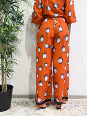 Tensione In - Pantalone in mussola rosso e celeste