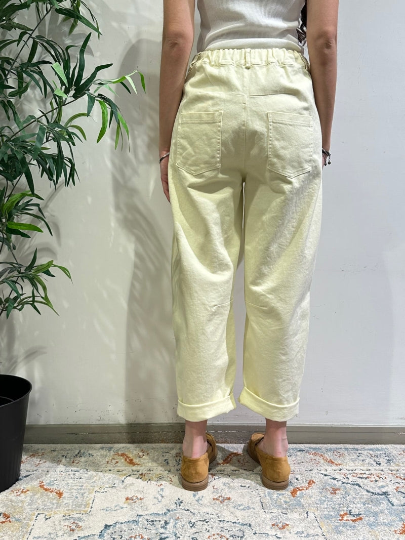 Motel - Pantalone barrel paglierino