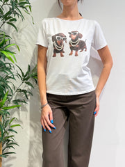 Le Streghe - T-Shirt bassotti e perle bianco