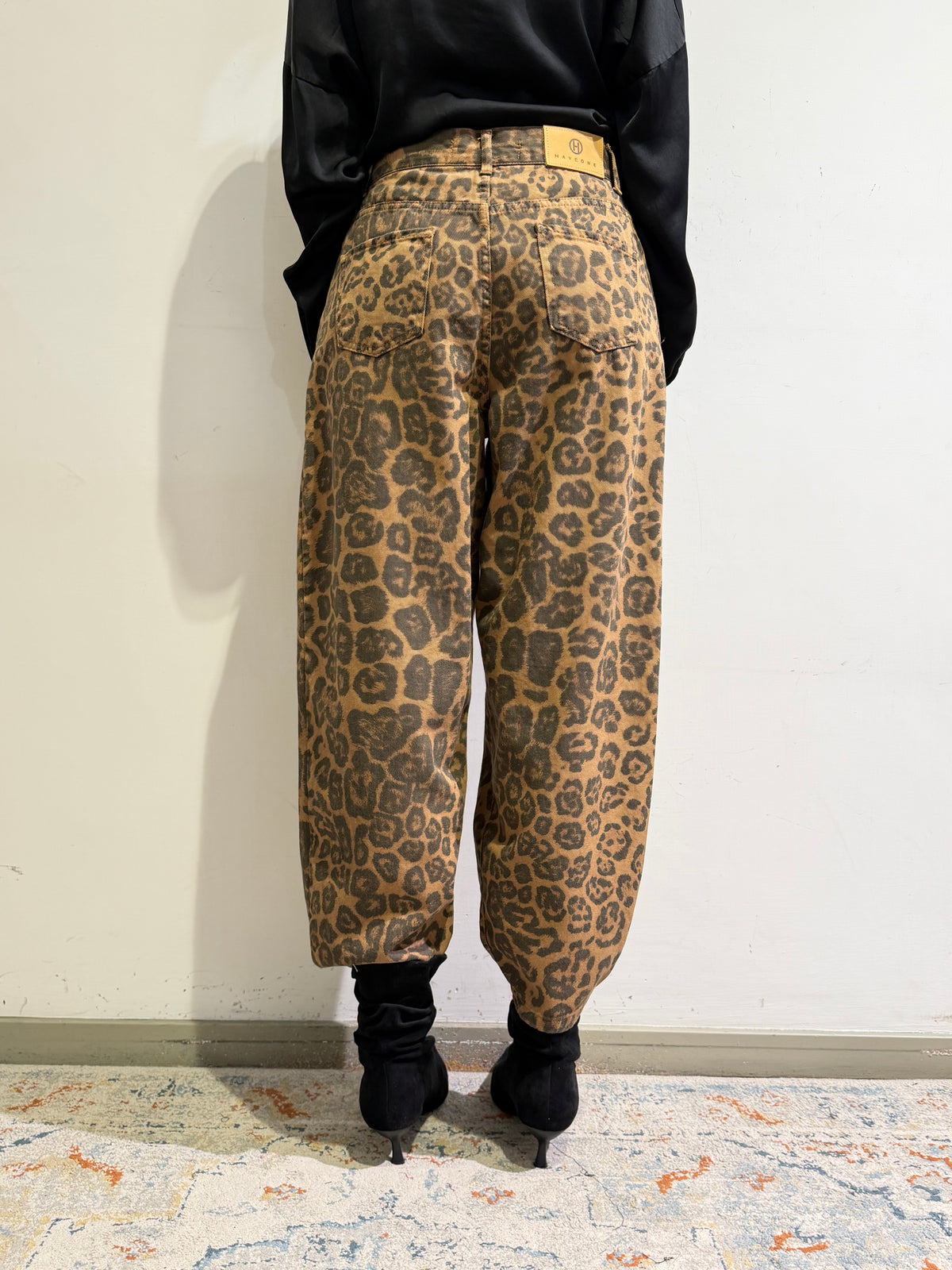 Haveone - Pantalone barrel fantasia animalier
