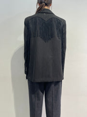 Dixie - Giacca gessata con frange - nero