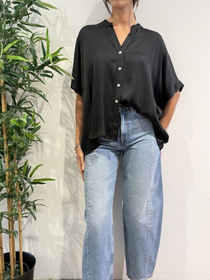 Motel - Camicia in satin nera
