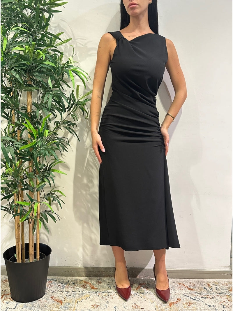 Imperial - Vestito longuette con drappeggio nero