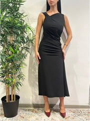 Imperial - Vestito longuette con drappeggio nero
