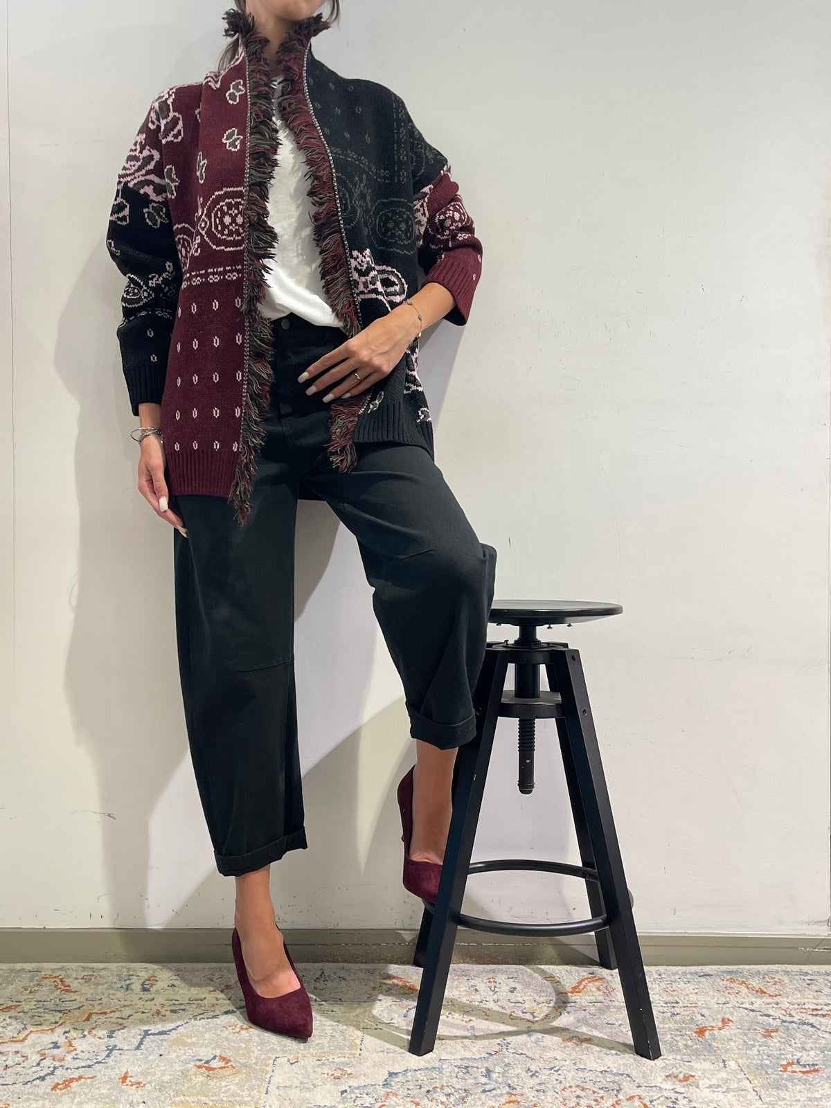 Kontatto - Cardigan fantasia bandana nero
