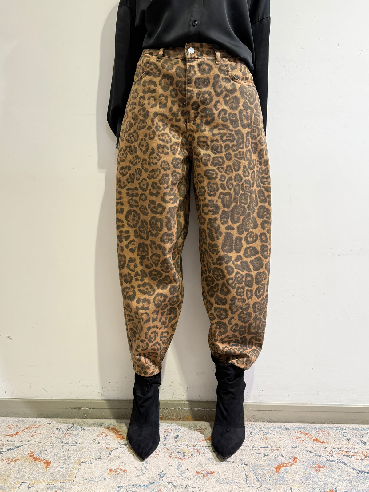 Haveone - Pantalone barrel fantasia animalier