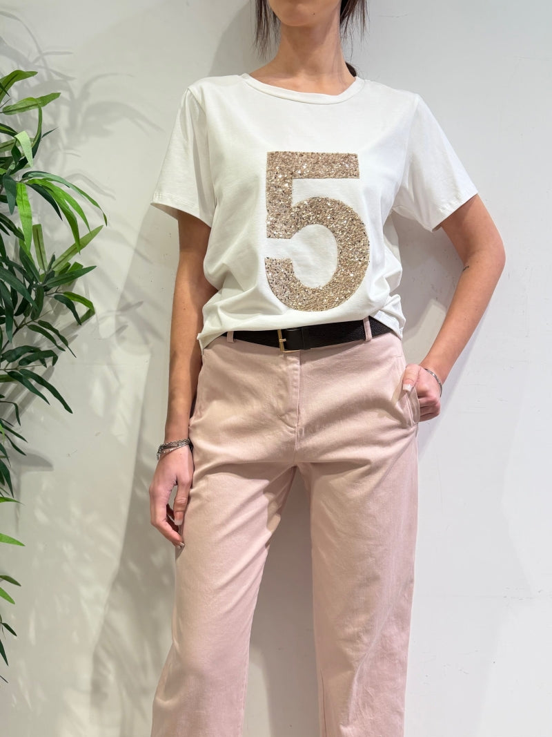 Le Streghe - T-Shirt con paillettes bianca