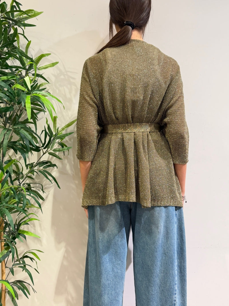 Kontatto - Cardigan lurex con cintura militare