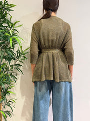 Kontatto - Cardigan lurex con cintura militare