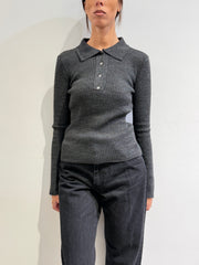 Haveone - Maglia polo costina antracite