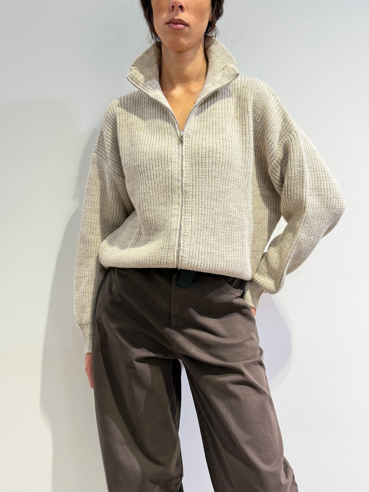 Vicolo - Cardigan con zip beige