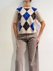 Haveone - Maglia mezza manica rombi beige