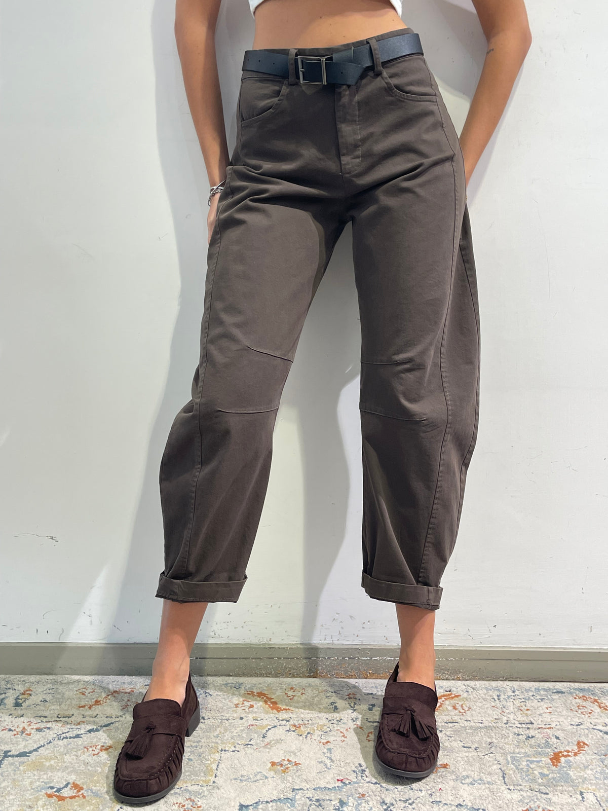 Le streghe - Pantalone con riprese al ginocchio moro
