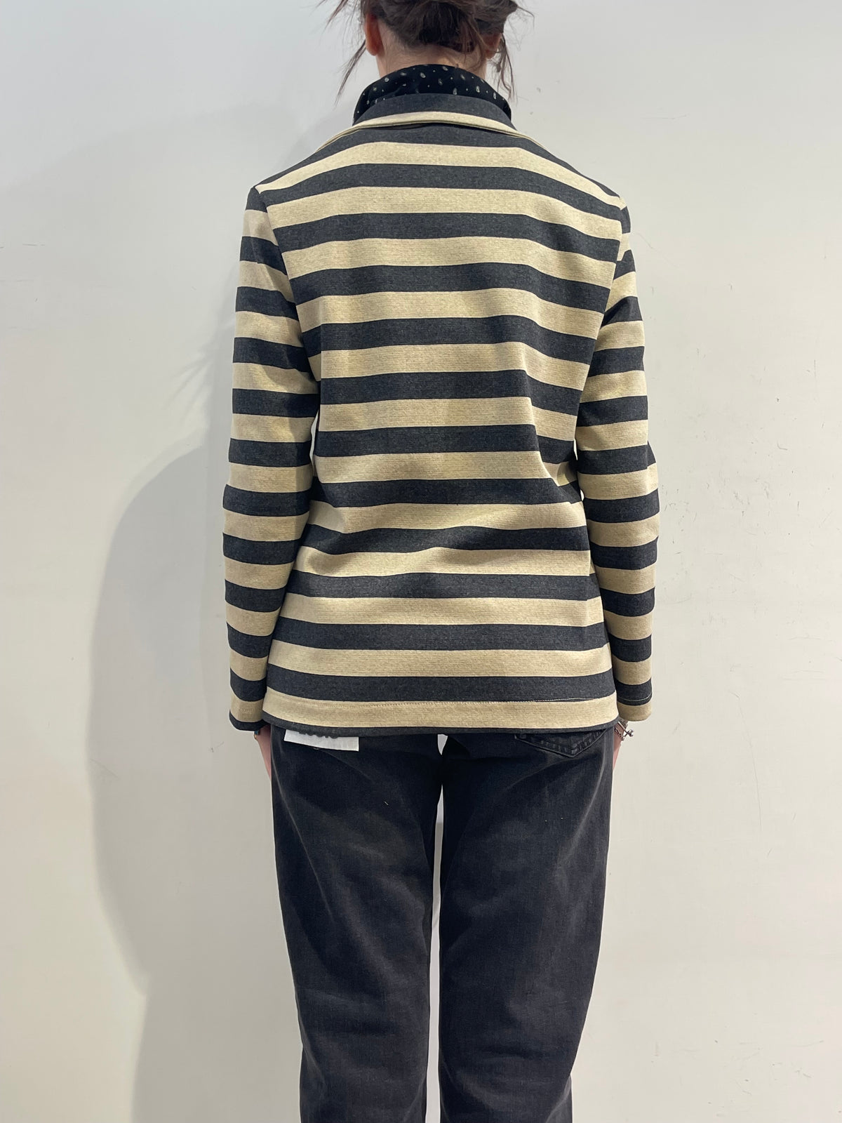 Le streghe - Giacca righe beige e grigio