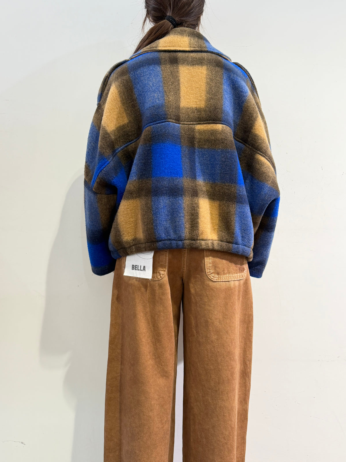 Haveone - Giacca cappotto check blu royal