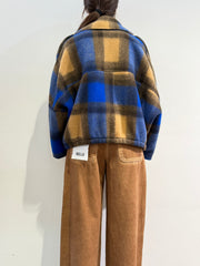 Haveone - Giacca cappotto check blu royal