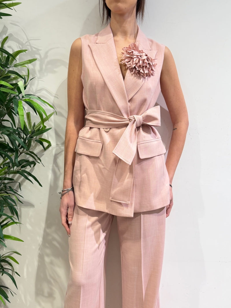 Imperial - Tailleur gilet con pantalone dritto rosa