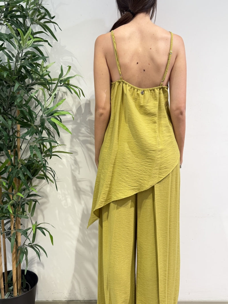 Dixie - Coordinato top asimmetrico e pantalone olio